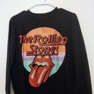 The Rolling Stones Sweatshirt Womens Small Black Crew Neck Long Sleeve Graphic